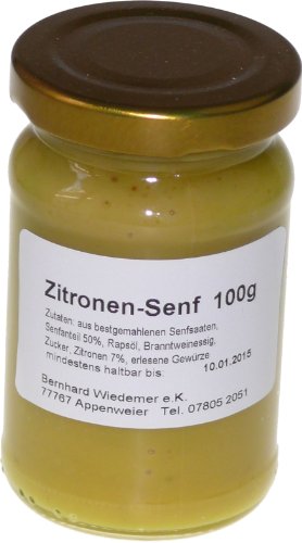 Wiedemer – fruchtiger Zitronensenf aus frischer Zubereitung mit ausgewählten natürlichen veganen Zutaten – 1 Glas á 100ml Gourmet Senf für Salatdressing, Sauce, Fisch, Fleisch, Käse u.v.m. Wiedemer – fruchtiger Zitronensenf aus frischer Zubereitung mit ausgewählten natürlichen veganen Zutaten – 1 Glas á 100ml Gourmet Senf für Salatdressing, Sauce, Fisch, Fleisch, Käse u.v.m. von Wiedemer