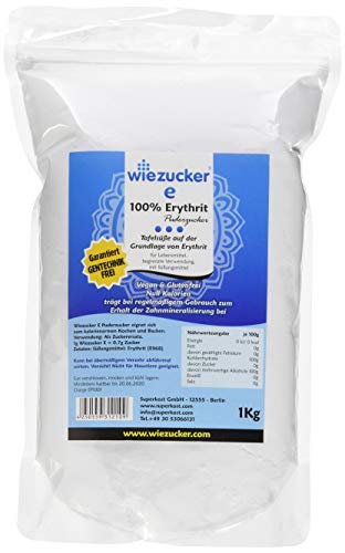 Wiezucker Erythrit Puderzucker, kalorienfreier Puderzuckerersatz, 1er Pack (1 x 1 kg) Erypul1 von Wiezucker