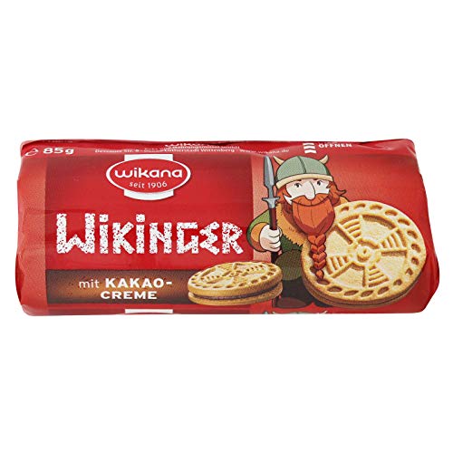 3er Pack Wikana Wikinger Minidoppelkekse Kakaocreme (3 x 85 g) Pausensnack klein & handlich für unterwegs von Wikana