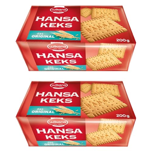 2er Pack Wikana Hansa Keks (2 x 200 g) Mürbekeks sehr knusprig goldgelb gebacken geeignet für Kalter Hund von Wikana