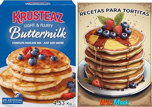 Krusteaz Pancake Mix Set 4,53 kg + WikiMark digitales Rezeptbuch | Mischung für flauschige Pfannkuchen, einfach zuzubereiten, ideal für Frühstück und Desserts. von WikiMark
