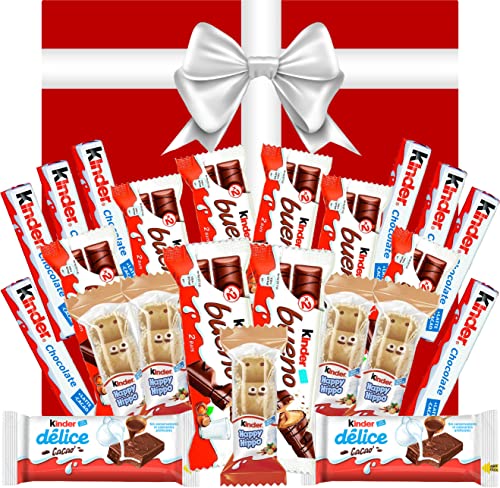 Schokoladenkästchen für Kinder, Rot mit weißer Schleife, originelles Geburtstagsgeschenk, Schokoladen-Schachtel, Kinder Delice, Kinder Happy Hippo, Schokoladenbonbons Kinder von WikiMark