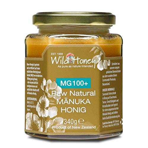 WILD HONEY - Raw Natural Manuka Honig MGO 100+ 340g im Glas I das Original I bekannt durch TV Sternekoch I Laborberichte und Zertifikate online von Wild Honey
