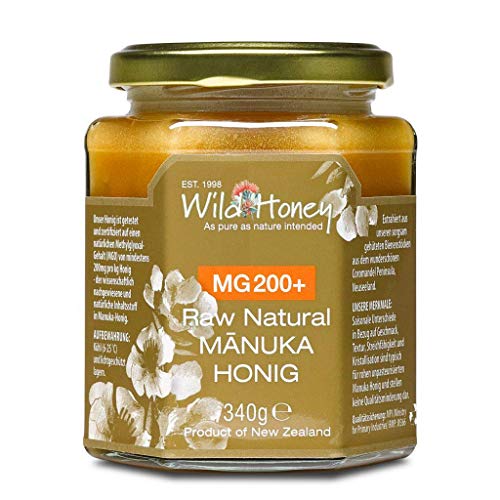WILD HONEY - Raw Natural Manuka Honig MGO 200+ 340g im Glas I das Original I bekannt durch TV Sternekoch I Laborberichte und Zertifikate online von Wild Honey