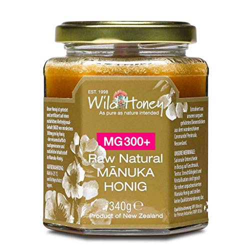 WILD HONEY - Raw Natural Manuka Honig MGO 300+ 340g im Glas I das Original I bekannt durch TV Sternekoch I Laborberichte und Zertifikate online von Wild Honey