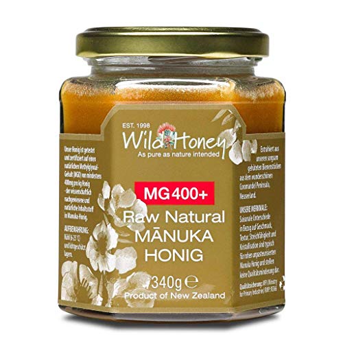 WILD HONEY - Raw Natural Manuka Honig MGO 400+ 340g im Glas I das Original I bekannt durch TV Sternekoch I Laborberichte und Zertifikate online von Wild Honey