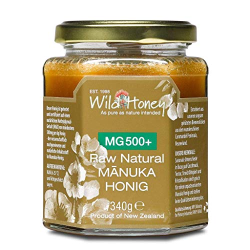WILD HONEY - Raw Natural Manuka Honig MGO 500+ 340g im Glas I das Original I bekannt durch TV Sternekoch I Laborberichte und Zertifikate online von Wild Honey