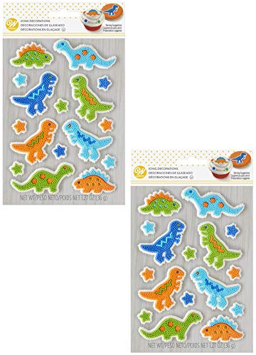 Set of 2 Wilton Fun Icing Decorations - Great for Cakes, Cupcakes, and More - Boys and Girls Birthday Celebration Cake Decoration (Dinosoars) von Wilton