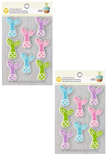 Set of 2 Wilton Fun Icing Decorations - Great for Cakes, Cupcakes, and More - Boys and Girls Birthday Celebration Cake Decoration (Mermaid Tails) von Wilton