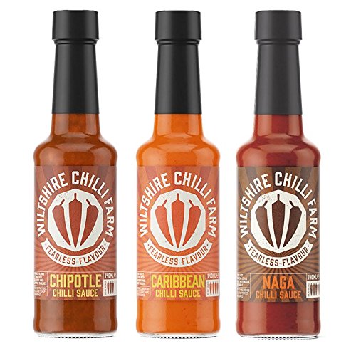 Wiltshire Chilli Farm Chipotle, Caribbean und Naga Hot Chili Sauce Set (1 Stück) von Wiltshire Chilli Farm