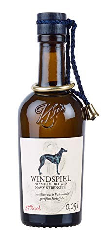 Windspiel Premium Dry Gin Navy Strength 57 % vol. 1 x 0,05 Liter - International ausgezeichneter Manufaktur Miniatur Gin in geschmacksintensiver Navy Stärke aus der deutschen Vulkaneifel von Windspiel