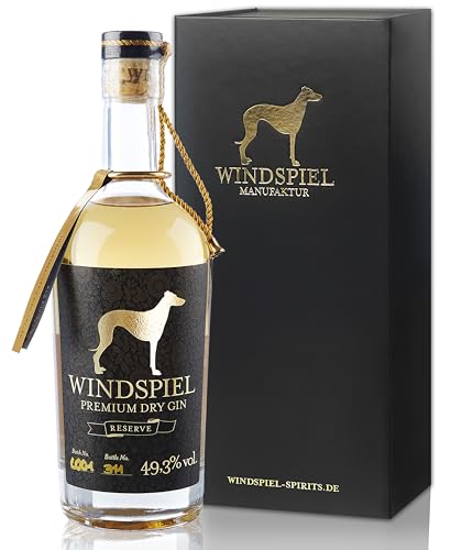 Windspiel Premium Dry Gin Reserve 49,3 % vol. Fassgelagerter Manufaktur Gin in edler Holzbox zum Verschenken aus der deutschen Vulkaneifel 3936-NV klar 1,4kg von Windspiel