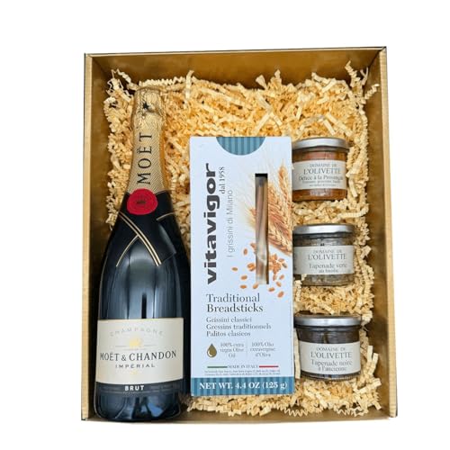 Coffret Or : Champagne Moët et Chandon - Tapenades de l'Olivette - Gressin Coffret Or : Champagne Moët et Chandon - Tapenades de l'Olivette - Gressin von Wine And More