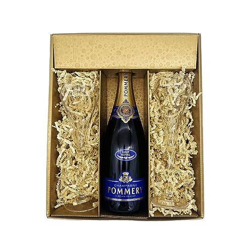 Geschenkbox Champagner Pommery - Gold -1 Brut - 2 Champagnergläser CHEF & SOMMELIER von Wine And More