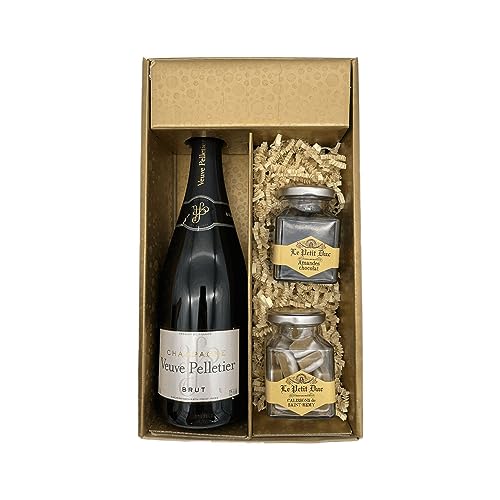 Geschenkbox Champagner Veuve Pelletier - Gold - Brut 1 Brut - 1 Glas Calissons & 1 Glas überzogene Mandeln LE PETIT DUC Geschenkbox Champagner Veuve Pelletier - Gold - Brut 1 Brut - 1 Glas Calissons & 1 Glas überzogene Mandeln LE PETIT DUC von Wine And More
