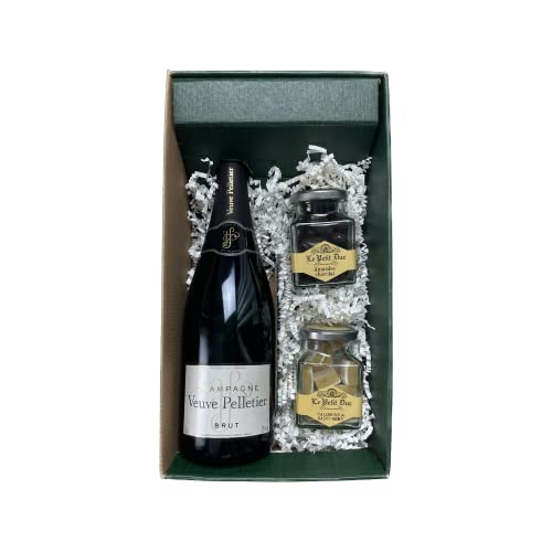 Geschenkbox Champagner Veuve Pelletier - Grün - Brut 1 Brut - 1 Glas Calissons & 1 Glas überzogene Mandeln LE PETIT DUC von Wine And More