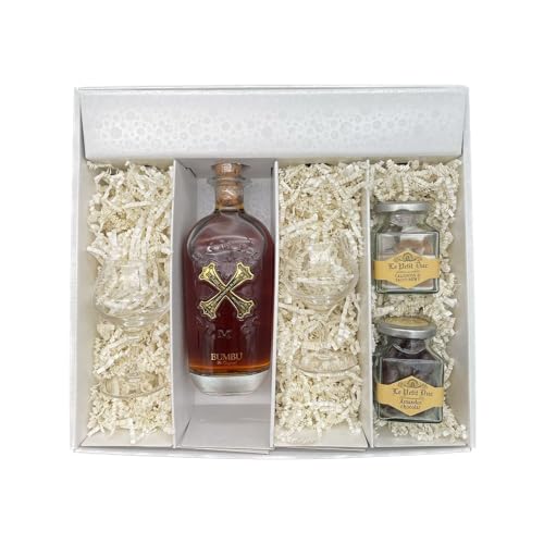 Geschenkbox - Rum - BUMBU - 2 Rumgläser CHEF & SOMMELIER - Amandes enrobées et calissons LE PETIT DUC Geschenkbox - Rum - BUMBU - 2 Rumgläser CHEF & SOMMELIER - Amandes enrobées et calissons LE PETIT DUC von Wine And More