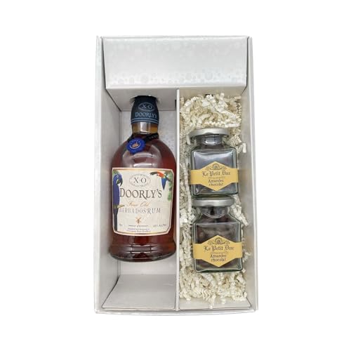 Geschenkbox Weiß - Rum - Doorly's XO - Amandes de provence enrobées du Petit Duc von Wine And More