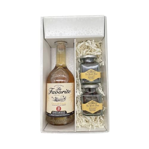 Geschenkbox Weiß - Rum - Favorite Cœur de Canne ambré 2 ans - Amandes de provence enrobées du Petit Duc von Wine And More