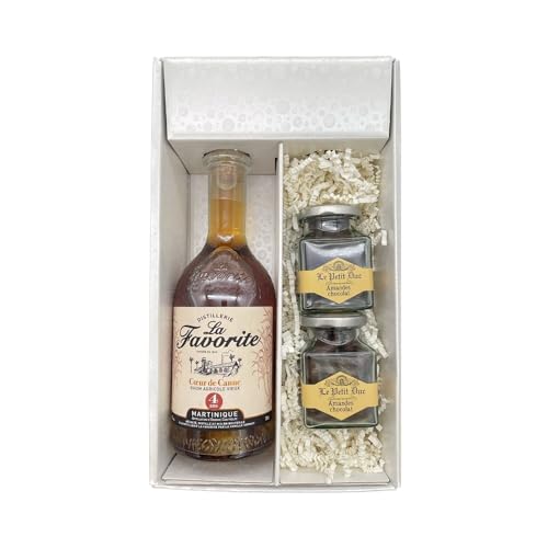 Geschenkbox Weiß - Rum - Favorite Cœur de Canne vieux 4 ans - Amandes de provence enrobées du Petit Duc von Wine And More