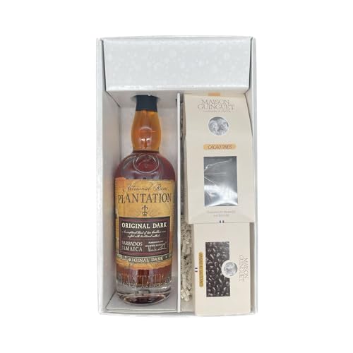 Geschenkbox Weiß - Rum – Plantation Original Dark – Cacaotines (1x150g) et Raisins au sauternes (1x100g) MAISON GUINGUET von Wine And More