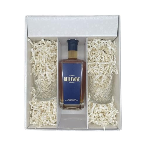 Geschenkbox Weiß - Whisky - Bellevoye bleu- 2 Verres à whisky ARCOROC von Wine And More