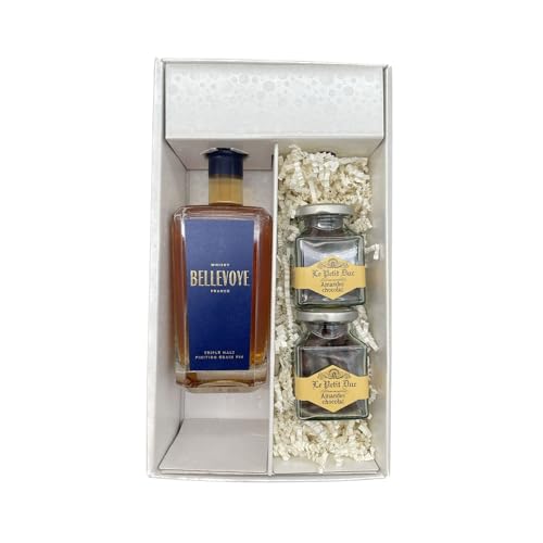 Geschenkbox Weiß - Whisky - Bellevoye bleu- Amandes de provence enrobées du Petit Duc von Wine And More
