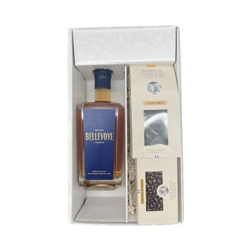 Geschenkbox Weiß - Whisky - Bellevoye bleu- Cacaotines (1x150g) et Raisins au sauternes (1x100g) MAISON GUINGUET von Wine And More