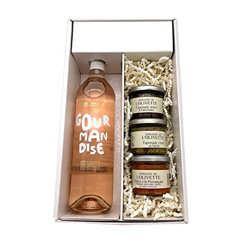 Geschenkpackung Gourmandise Rosé (1x75cl) + 3 Tapenades (3x100g) von Wine And More