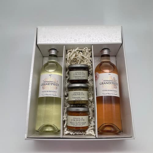 Geschenkpackung Grand Pièce Côtes de Provence Rosé & Weiß +3 Tapenades (3x100g) von Wine And More