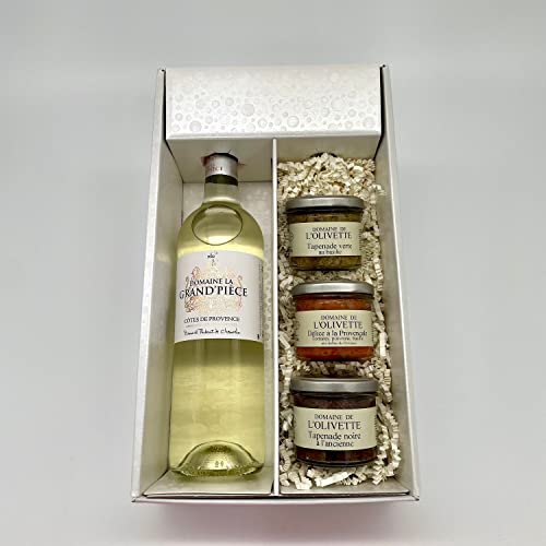 Geschenkpackung Grand Pièce Côtes de Provence Weiß +3 Tapenades (3x100g) von Wine And More
