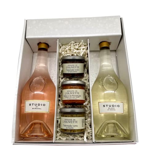 Geschenkpackung Studio Miraval Rosé & Weiß (2x75cl) +3 Tapenades (3x100g) von Wine And More