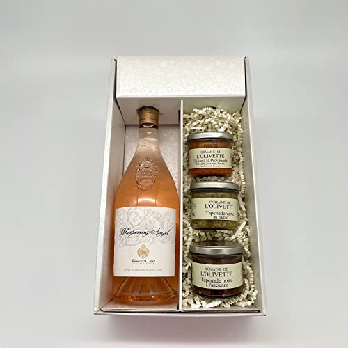 Geschenkpackung Whispering Angel Rosé +3 Tapenades (3x100g) von Wine And More