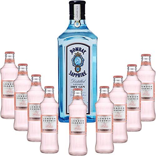 Gintonic - Bombay Sapphire Gin 40 ° + 9London Essence"White Peach & Jasmin" - (70cl 20cl * + 9) von Wine And More