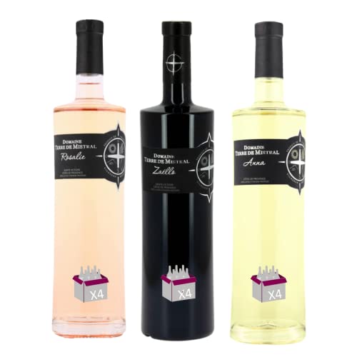 Lot découverte 12 Terre de Mistral – Rosé Rosalie, Blanc Anna et Rouge Zaeollo - AOP Côtes de Provence Sainte Victoire – 12x75cL von Wine And More