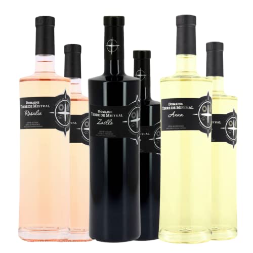 Lot découverte 6 Terre de Mistral – Rosé Rosalie, Blanc Anna et Rouge Zaeollo - AOP Côtes de Provence Sainte Victoire – 6x75cL von Wine And More