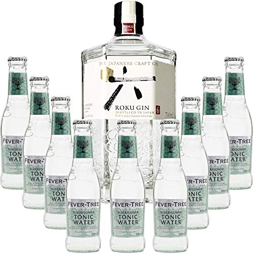 Pack Gintonic - Gin Roku + 9 Fever Tree Holunder Water - (70cl 20cl * + 9) von Wine And More