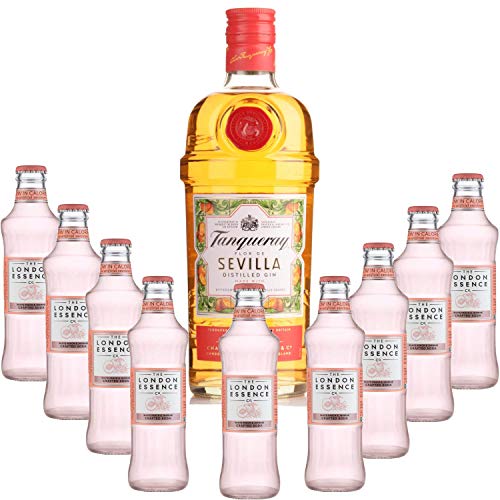 Pack Gintonic - Gin Tranqueray Flor de Sevilla + 9 * London Essence"White Peach & Jasmin" (70cl 20cl * + 9) von Wine And More