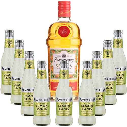 Pack Gintonic - Gin Tranqueray Flor de Sevilla +9 Fever Tree Sicilian Lemon Water - (70cl 20cl * + 9) von Wine And More