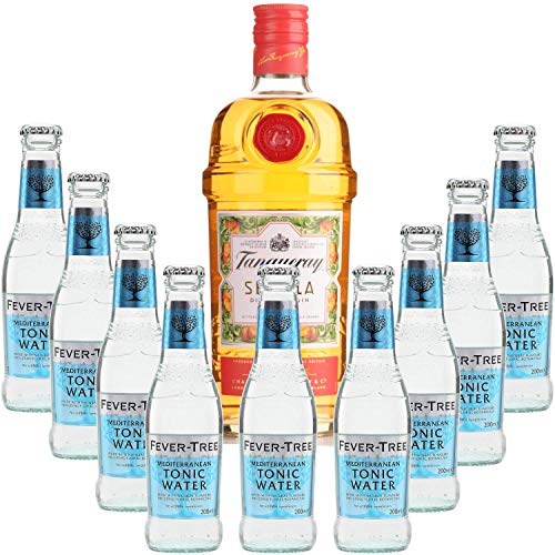 Pack Gintonic - Gin Tranqueray Flor de Sevilla 9 Fever Tree Mittelmeer Water - (70cl 20cl * + 9) von Wine And More
