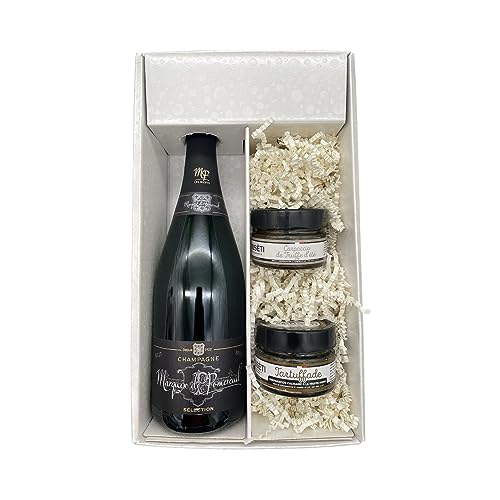 Weiße Geschenkbox - 1 Marquis de Pomereuil brut (1x75cl) - 1 Tartufade (1x100g) et 1 Carpaccio de truffe d'été (1x100g) AMUSETI von Wine And More