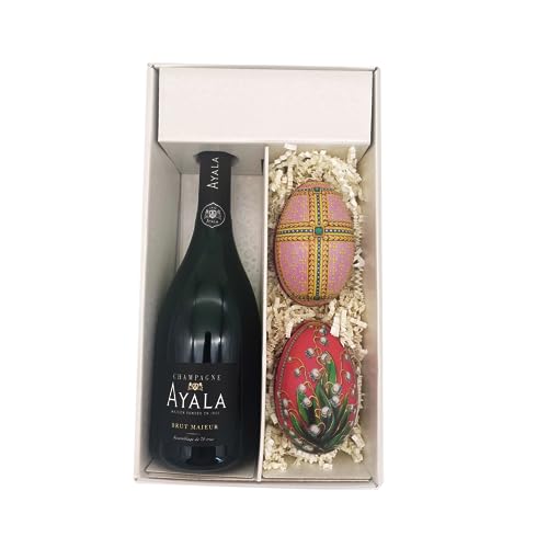 Weiße Geschenkbox - Champagner Ayala - 1 Brut - 2 Oeufs de Fabergé (motif aléatoire) LE PETIT DUC von Wine And More
