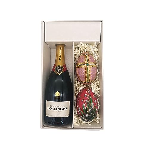 Weiße Geschenkbox - Champagner Bollinger - 1 Brut - 2 Oeufs de Fabergé (motif aléatoire) LE PETIT DUC von Wine And More