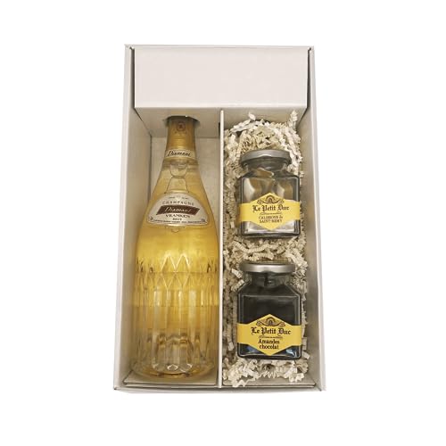 Weiße Geschenkbox - Champagner Vranken - 1 Brut - 1 pot de Calissons & 1 pot d'Amandes enrobées LE PETIT DUC von Wine And More