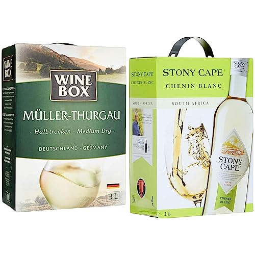 Wine Box Müller-Thurgau Landwein Rhein halbtrocken Bag-in-Box (1 x 3 l) & Stony Cape Chenin Blanc Südafrika trocken Bag-in-Box (1 x 3 l) von WineBox
