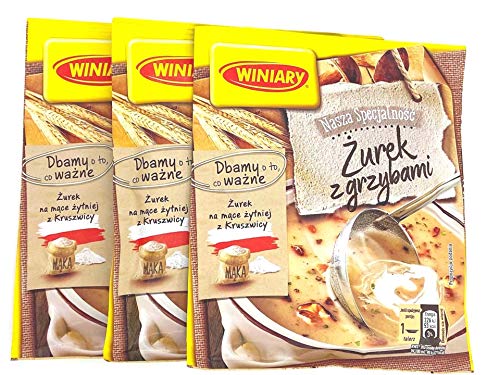 Winiary Zurek mit Pilzen, weiße Roggensuppe, 3 Stück/9 Portionen von Winiary