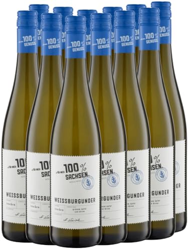 Für mich 100% Sachsen Weißburgunder trocken WG Meissen Weißwein 12 x 0,75l VINELLO - 12 x Weinpaket inkl. kostenlosem VINELLO.weinausgießer von Winzergenossenschaft Meissen