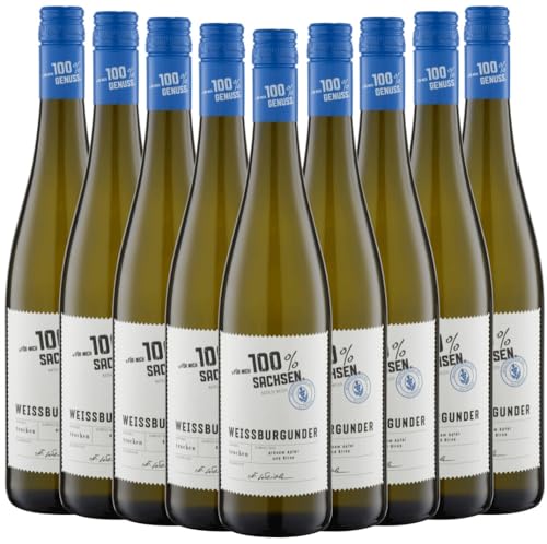 Für mich 100% Sachsen Weißburgunder trocken WG Meissen Weißwein 9 x 0,75l VINELLO - 9 x Weinpaket inkl. kostenlosem VINELLO.weinausgießer von Winzergenossenschaft Meissen