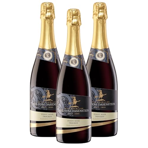 Hex vom Dasenstein Pinot Noir Sekt trocken - elegant mit Noten von Beeren & Kirschen, fein prickelnd mit zart süßen Anklängen, deutscher Sekt aus Baden (3 x 0,75l) von Winzerkeller Hex vom Dasenstein