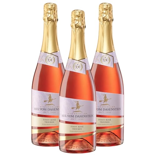 Hex vom Dasenstein Pinot Rosé Sekt trocken - elegant & erfrischend, fein-fruchtig und lebendig mit feiner Perlage & Beerenfrucht, deutscher Sekt aus Baden (3 x 0,75l) von Winzerkeller Hex vom Dasenstein